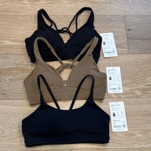 Set of Athleta Sports Bras XS Black Brown Solace Keyhole & Transcend Scoop A-C